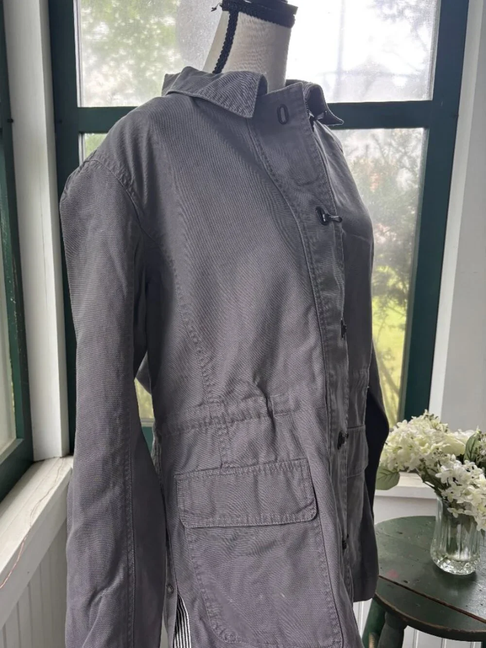 Lakegirl Grey Deck Jacket with Embroidered Patches Medium NWT